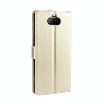 For Sony Xperia 8 Retro Crazy Horse Texture Horizontal Flip Leather Case , with Holder & Card Slots & Photo Frame(Gold)