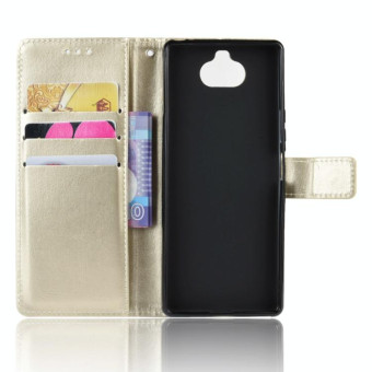 For Sony Xperia 8 Retro Crazy Horse Texture Horizontal Flip Leather Case , with Holder & Card Slots & Photo Frame(Gold)