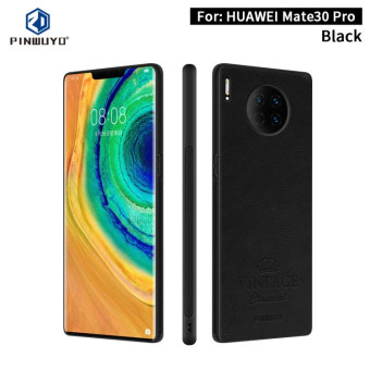 For Huawei Mate 30 Pro PINWUYO Pin Rui Series Classical Leather, PC + TPU + PU Leather Waterproof and Anti-fall All-inclusive Protective Case(Black)