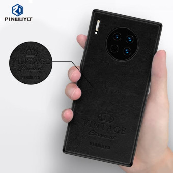 For Huawei Mate 30 Pro PINWUYO Pin Rui Series Classical Leather, PC + TPU + PU Leather Waterproof and Anti-fall All-inclusive Protective Case(Black)