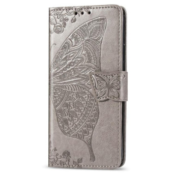 For One Plus 7T  Butterfly Love Flower Embossed Horizontal Flip Leather Case with Bracket Lanyard Card Slot Wallet(Gray)