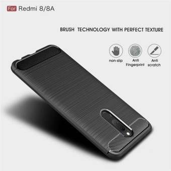 For Xiaomi Redmi 8  Brushed Texture Carbon Fiber TPU Case(Navy Blue)