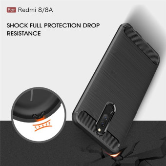 For Xiaomi Redmi 8  Brushed Texture Carbon Fiber TPU Case(Navy Blue)