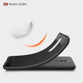 For Xiaomi Redmi 8  Brushed Texture Carbon Fiber TPU Case(Navy Blue)