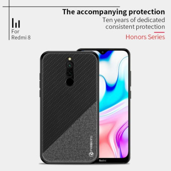 For Xiaomi RedMi 8 PINWUYO Rong Series  Shockproof PC + TPU+ Chemical Fiber Cloth Protective Cover(Black)