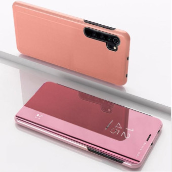 For Xiaomi Note 10 Plated Mirror Horizontal Flip Leather Cover with Stand Mobile Phone Holster(Rose Gold)
