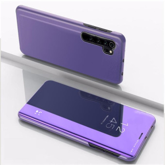 For Xiaomi Note 10 Pro Plated Mirror Horizontal Flip Leather Cover with Stand Mobile Phone Holster(Dark Purple)