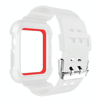 For Apple Watch 3 / 2 / 1 Generation 42mm All-In-One Silicone Strap(White + Red)