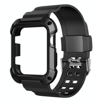 For Apple Watch 3 / 2 / 1 Generation 38mm All-In-One Silicone Strap(Black)
