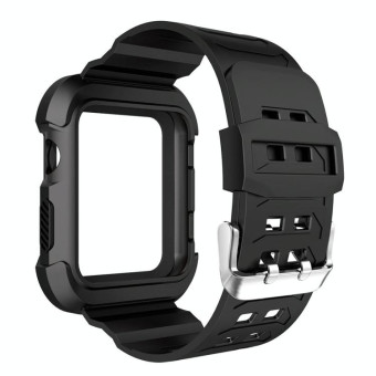 For Apple Watch 3 / 2 / 1 Generation 38mm All-In-One Silicone Strap(Black)