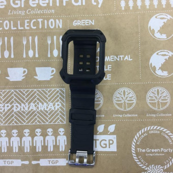 For Apple Watch 3 / 2 / 1 Generation 38mm All-In-One Silicone Strap(Black)