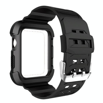 For Apple Watch 3 / 2 / 1 Generation 38mm All-In-One Silicone Strap(Black + White)