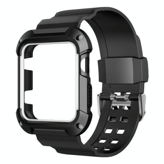 For Apple Watch 3 / 2 / 1 Generation 38mm All-In-One Silicone Strap(Black + White)