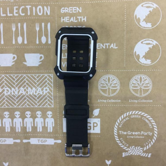 For Apple Watch 3 / 2 / 1 Generation 38mm All-In-One Silicone Strap(Black + White)