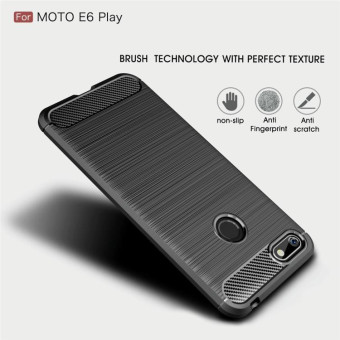 For  Motorola Moto E6 Play Brushed Texture Carbon Fiber TPU Case(Red)