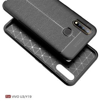 For Vivo U3 / Y19 Litchi Texture TPU Shockproof Case(Black)