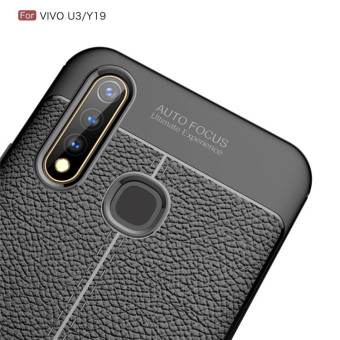 For Vivo U3 / Y19 Litchi Texture TPU Shockproof Case(Black)