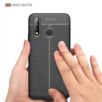 For Vivo U3 / Y19 Litchi Texture TPU Shockproof Case(Black)