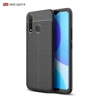 For Vivo U3 / Y19 Litchi Texture TPU Shockproof Case(Black)