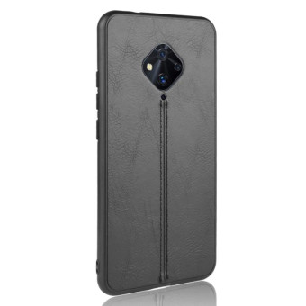 For Vivo V17 / S1 Pro International Edition Shockproof Sewing Cow Pattern Skin PC + PU + TPU Case(Black)
