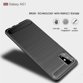 For Galaxy A51 Brushed Texture Carbon Fiber TPU Case(Black)
