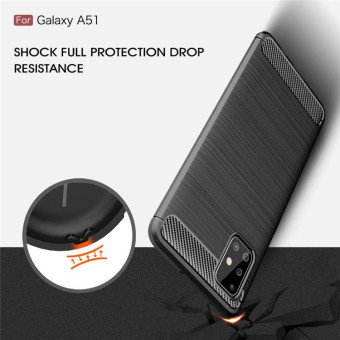 For Galaxy A51 Brushed Texture Carbon Fiber TPU Case(Black)