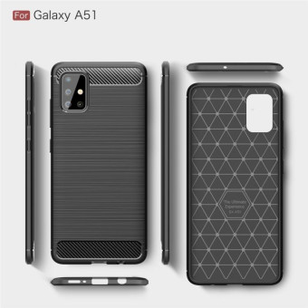 For Galaxy A51 Brushed Texture Carbon Fiber TPU Case(Black)