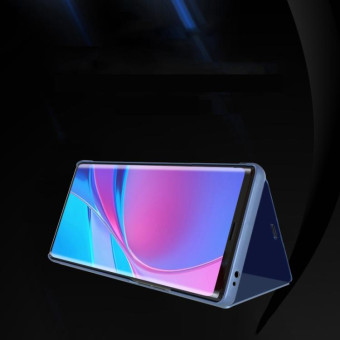 For VIVO V17 Plated Mirror Horizontal Flip Cover with Stand Mobile Phone Holster(Purple Blue)