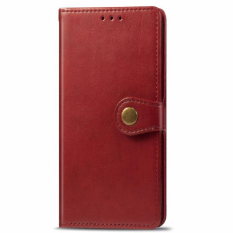 For Galaxy A51 Retro Solid Color Leather Buckle Phone Case with Lanyard & Photo Frame & Card Slot & Wallet & Stand Function(Red)