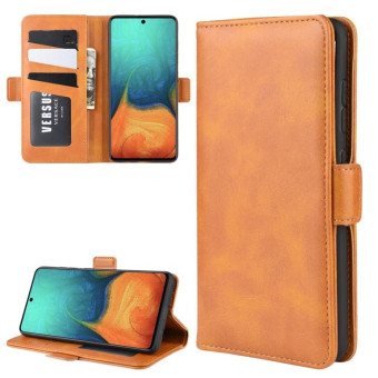 For Galaxy A71 Dual-side Magnetic Buckle Horizontal Flip Leather Case with Holder & Card Slots & Wallet(Yellow)
