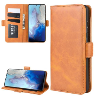 For Galaxy S20 Dual-side Magnetic Buckle Horizontal Flip Leather Case with Holder & Card Slots & Wallet(Yellow)