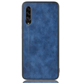 For Galaxy A90 5G Shockproof Sewing Cow Pattern Skin PC + PU + TPU Case(Blue)