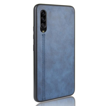 For Galaxy A90 5G Shockproof Sewing Cow Pattern Skin PC + PU + TPU Case(Blue)