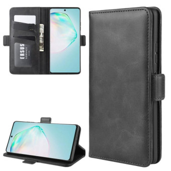 For Galaxy A91 / M80s / S10 Lite Dual-side Magnetic Buckle Horizontal Flip Leather Case with Holder & Card Slots & Wallet(Black)