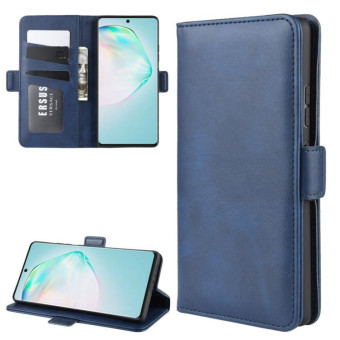 For Galaxy A91 / M80s / S10 Lite Dual-side Magnetic Buckle Horizontal Flip Leather Case with Holder & Card Slots & Wallet(Dark Blue)