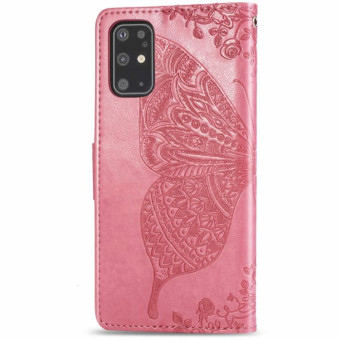 For Galaxy S20+ Butterfly Love Flower Embossed Horizontal Flip Leather Case with Bracket / Card Slot / Wallet / Lanyard(Pink)