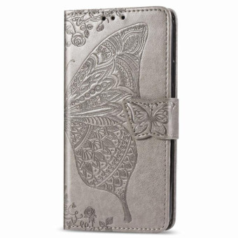 For Samsung Galaxy S20 Ultra Butterfly Love Flower Embossed Horizontal Flip Leather Case with Bracket / Card Slot / Wallet / Lanyard(Gray)