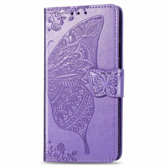 For Samsung Galaxy S20 Ultra Butterfly Love Flower Embossed Horizontal Flip Leather Case with Bracket / Card Slot / Wallet / Lanyard(Light Purple)