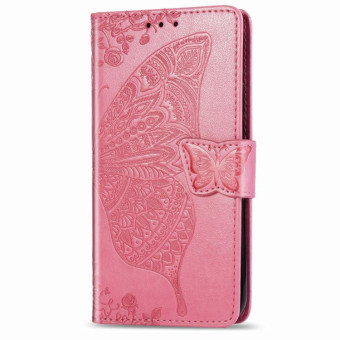 For Samsung Galaxy S20 Ultra Butterfly Love Flower Embossed Horizontal Flip Leather Case with Bracket / Card Slot / Wallet / Lanyard(Pink)