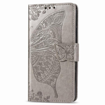For Galaxy A71 Butterfly Love Flower Embossed Horizontal Flip Leather Case with Bracket / Card Slot / Wallet / Lanyard(Gray)