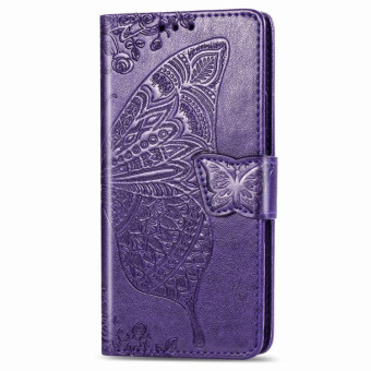 For Galaxy A71 Butterfly Love Flower Embossed Horizontal Flip Leather Case with Bracket / Card Slot / Wallet / Lanyard(Dark Purple)