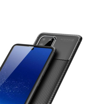 For Galaxy A91 / M80s Carbon Fiber Texture Shockproof TPU Case(Black)