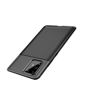 For Galaxy A91 / M80s Carbon Fiber Texture Shockproof TPU Case(Black)