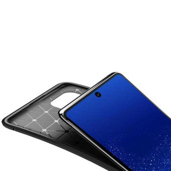 For Galaxy A91 / M80s Carbon Fiber Texture Shockproof TPU Case(Black)