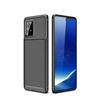 For Galaxy A91 / M80s Carbon Fiber Texture Shockproof TPU Case(Black)