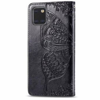For Galaxy Note 10 Lite / A81 Butterfly Love Flower Embossed Horizontal Flip Leather Case with Bracket / Card Slot / Wallet / Lanyard(Black)