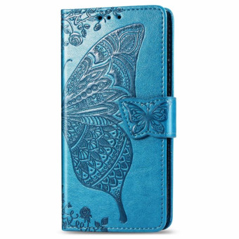 For Galaxy Note 10 Lite / A81 Butterfly Love Flower Embossed Horizontal Flip Leather Case with Bracket / Card Slot / Wallet / Lanyard(Blue)