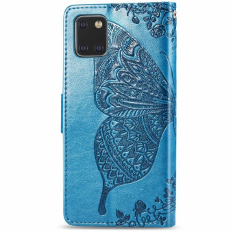 For Galaxy Note 10 Lite / A81 Butterfly Love Flower Embossed Horizontal Flip Leather Case with Bracket / Card Slot / Wallet / Lanyard(Blue)
