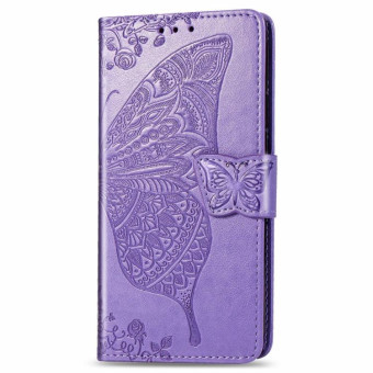 For Galaxy Note 10 Lite / A81 Butterfly Love Flower Embossed Horizontal Flip Leather Case with Bracket / Card Slot / Wallet / Lanyard(Light Purple)