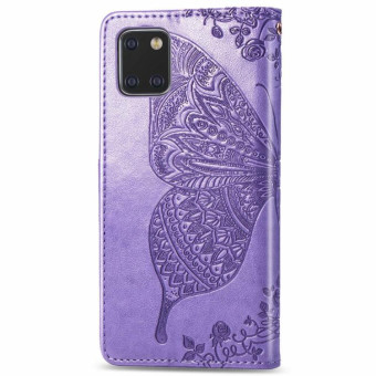 For Galaxy Note 10 Lite / A81 Butterfly Love Flower Embossed Horizontal Flip Leather Case with Bracket / Card Slot / Wallet / Lanyard(Light Purple)